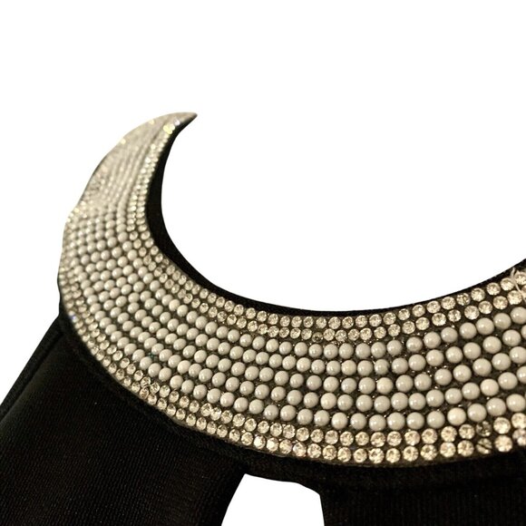 Honey And Rosie Black Halter BEADED Collar Padded Bra Sheer Juniors SZ S NWT $79 - Picture 3 of 7